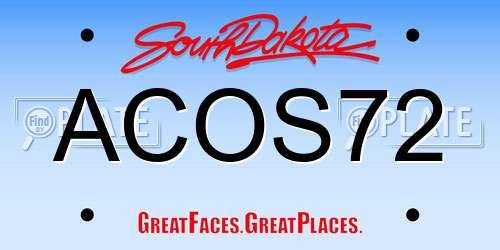 ACOS72 South Dakota License Plate