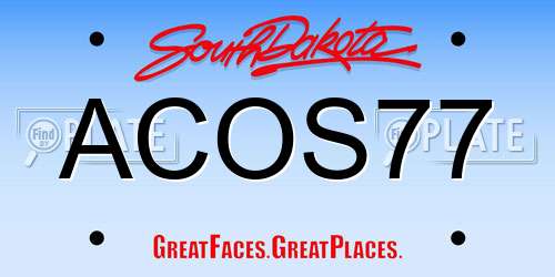 ACOS77 South Dakota License Plate