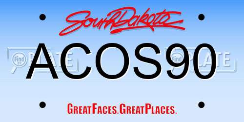 ACOS90 South Dakota License Plate