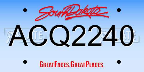 ACQ2240 South Dakota License Plate