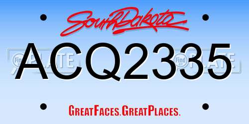 ACQ2335 South Dakota License Plate