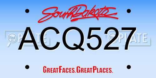 ACQ527 South Dakota License Plate