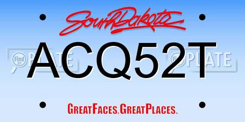 ACQ52T South Dakota License Plate