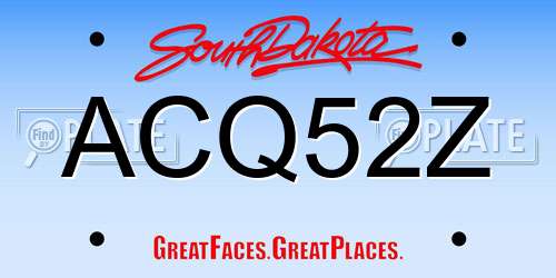 ACQ52Z South Dakota License Plate