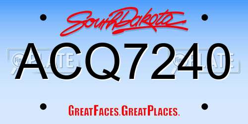ACQ7240 South Dakota License Plate