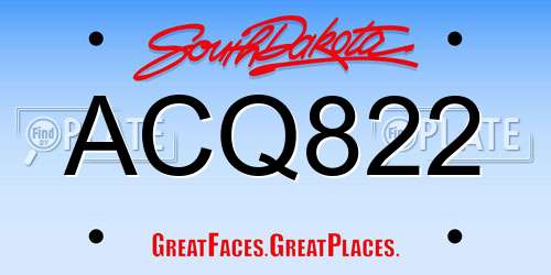 ACQ822 South Dakota License Plate