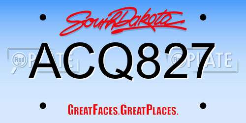 ACQ827 South Dakota License Plate
