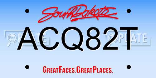ACQ82T South Dakota License Plate