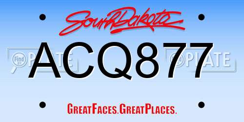 ACQ877 South Dakota License Plate