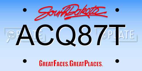 ACQ87T South Dakota License Plate