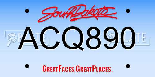 ACQ890 South Dakota License Plate