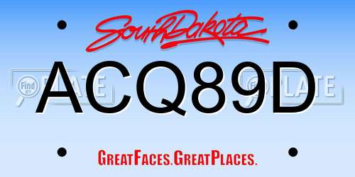 ACQ89D South Dakota License Plate