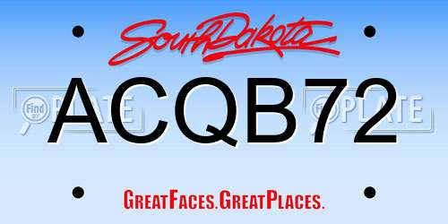 ACQB72 South Dakota License Plate