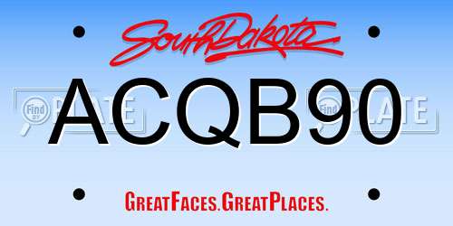ACQB90 South Dakota License Plate