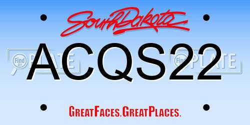 ACQS22 South Dakota License Plate