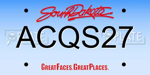 ACQS27 South Dakota License Plate
