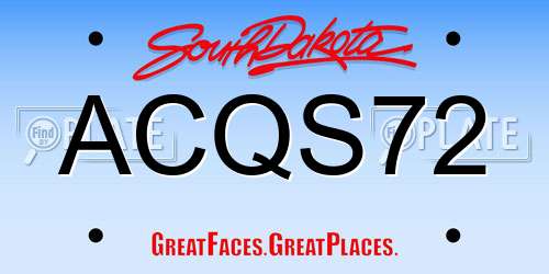 ACQS72 South Dakota License Plate