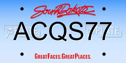 ACQS77 South Dakota License Plate