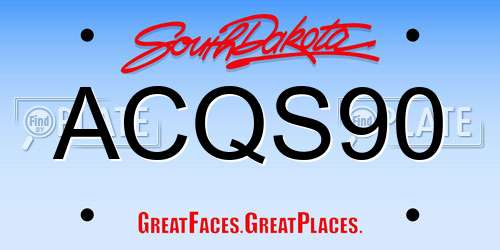 ACQS90 South Dakota License Plate