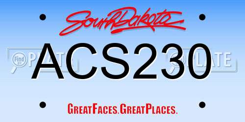 ACS230 South Dakota License Plate