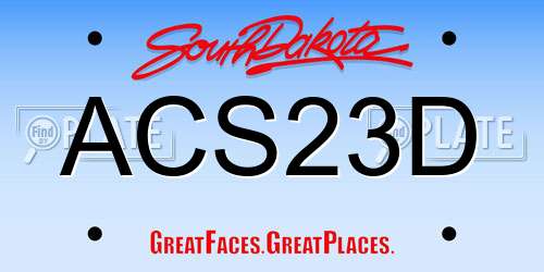 ACS23D South Dakota License Plate