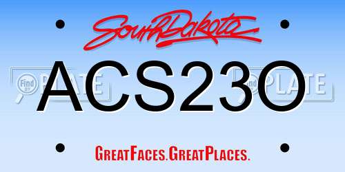 ACS23O South Dakota License Plate