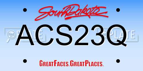 ACS23Q South Dakota License Plate