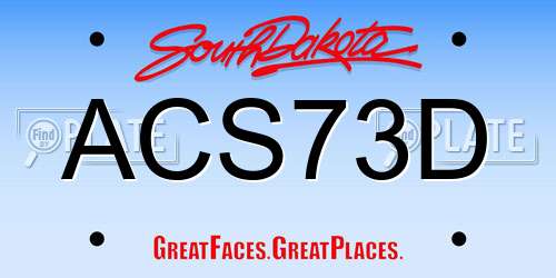 ACS73D South Dakota License Plate