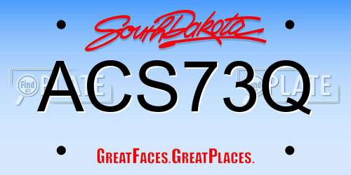 ACS73Q South Dakota License Plate