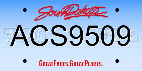 ACS9509 South Dakota License Plate