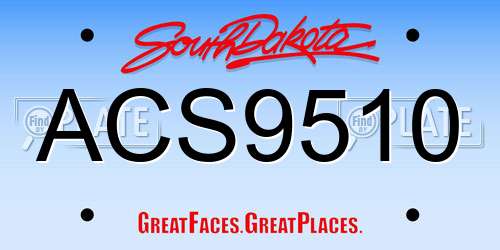 ACS9510 South Dakota License Plate