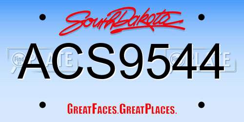 ACS9544 South Dakota License Plate