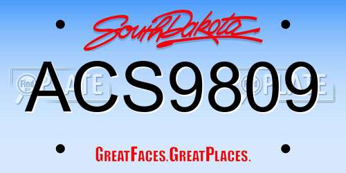 ACS9809 South Dakota License Plate