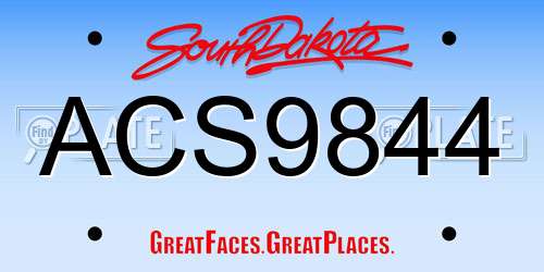 ACS9844 South Dakota License Plate