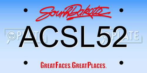 ACSL52 South Dakota License Plate