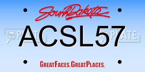 ACSL57 South Dakota License Plate