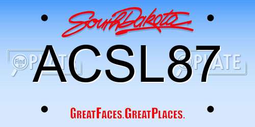 ACSL87 South Dakota License Plate