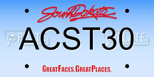 ACST30 South Dakota License Plate