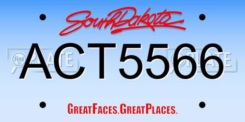 ACT5566 South Dakota License Plate
