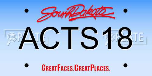 ACTS18 South Dakota License Plate