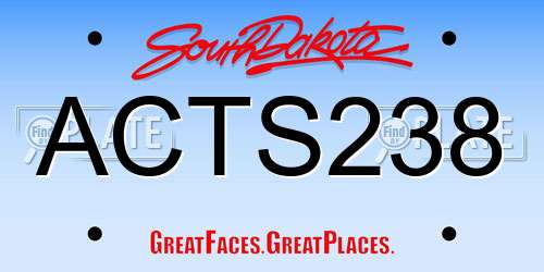 ACTS238 South Dakota License Plate