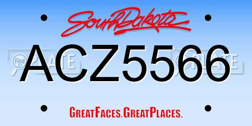 ACZ5566 South Dakota License Plate