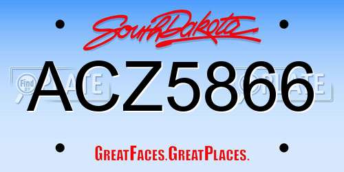 ACZ5866 South Dakota License Plate