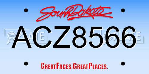 ACZ8566 South Dakota License Plate