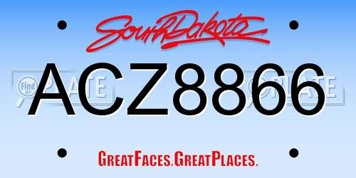 ACZ8866 South Dakota License Plate