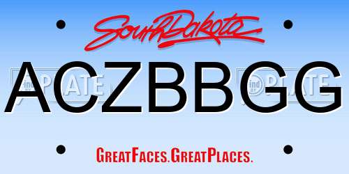 ACZBBGG South Dakota License Plate