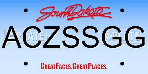 ACZSSGG South Dakota License Plate