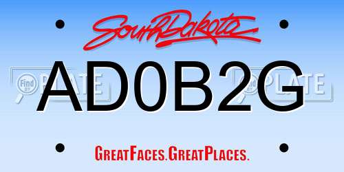 AD0B2G South Dakota License Plate