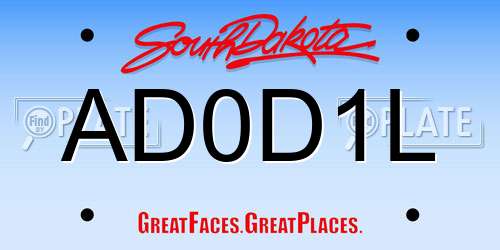 AD0D1L South Dakota License Plate