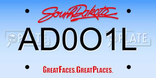 AD0O1L South Dakota License Plate